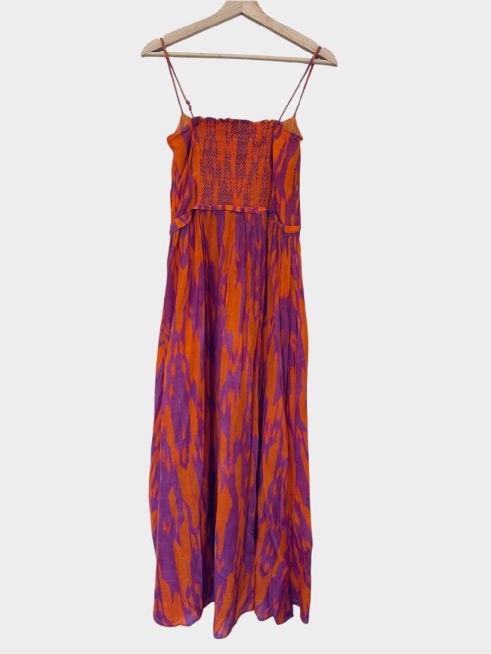 Maria Cher Targatal Midi Dress Square Neck Side Zipper, Orange Lilac - Picture 3 of 12